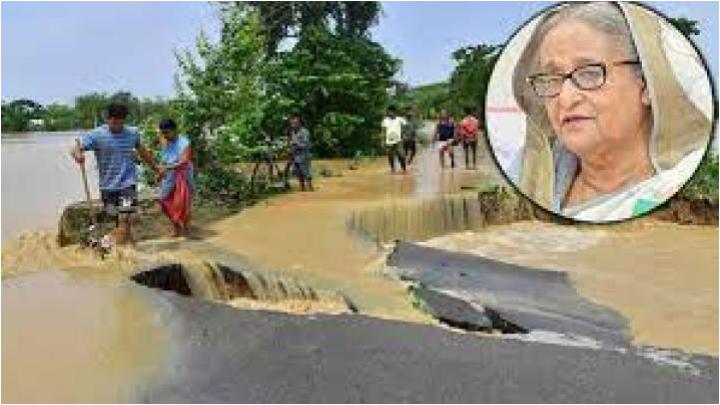 প্রধানমন্ত্রী বন্যাকবলিত সিলেট এলাকায় পরিদর্শন